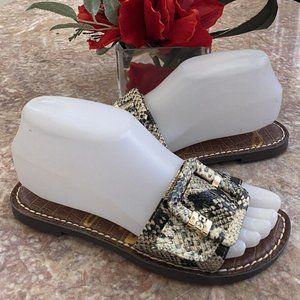 New‎ Sam Edelman Granada Snake Print Leather Buckle Slide Sandals Size 6M, $119